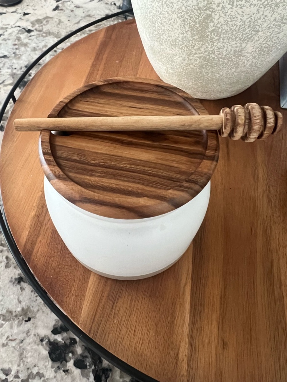 Hearth & Hand with Magnolia Stoneware Honey Pot with WoodDipper and Lid 16oz